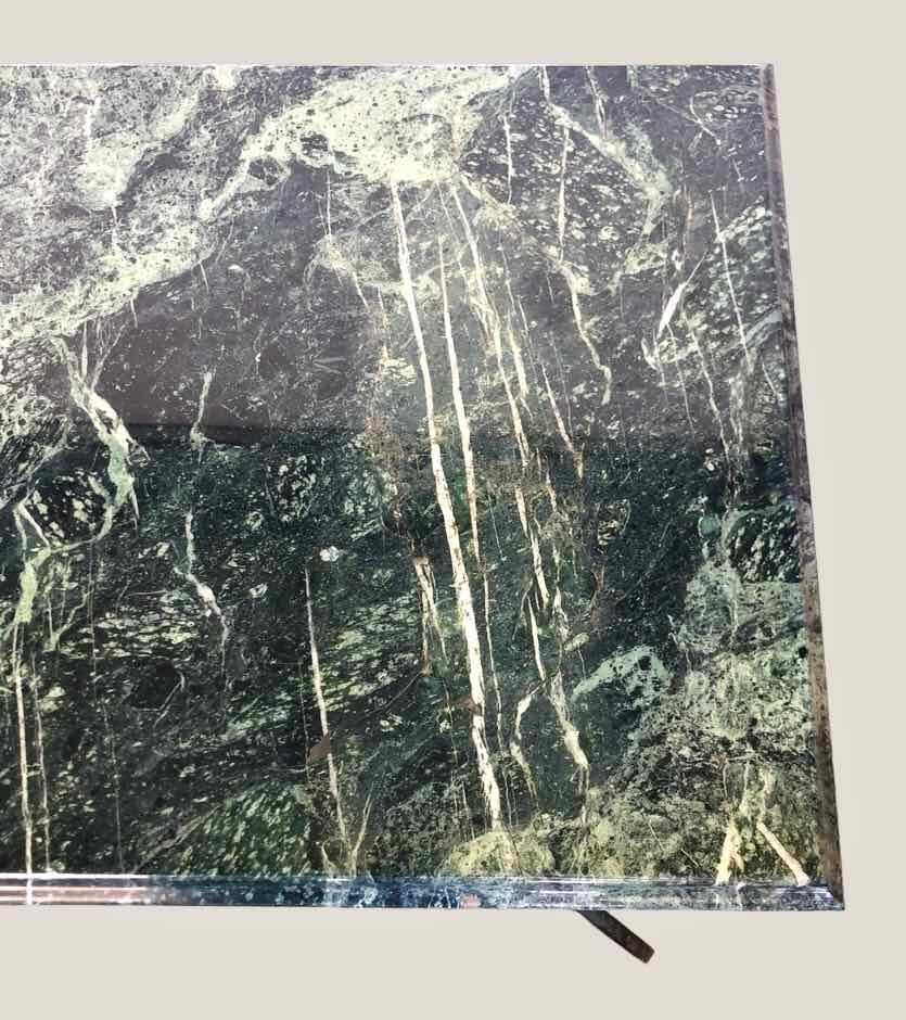 Vintage green marble and wrought iron coffee table