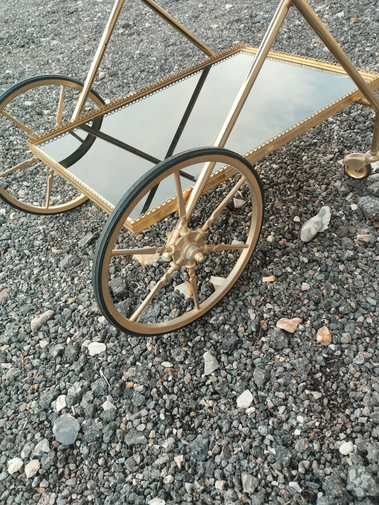 Vintage antique golden metal dessert stand