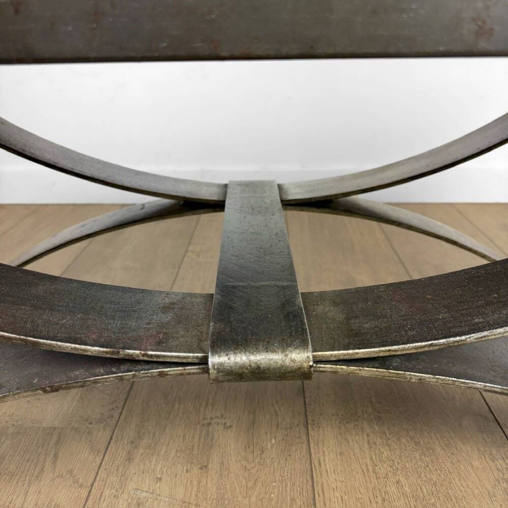 Ferlor International coffee table in brushed steel and ceramic from the 1970s.