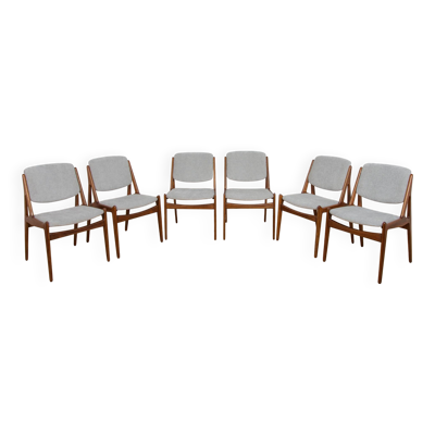 Chaises de salle à manger Ella en teck du milieu du siècle par Arne Vodder pour Vamo Sønderborg, Danemark, années 1960, ensemble de 6.