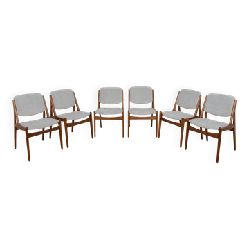 Mid-Century Teak Ella Dining Chairs by Arne Vodder for Vamo Sønderborg, Denmark, 1960s, Set of 6