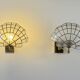 Pair of adjustable vintage wall lights, brass and mother-of-pearl, France, 1980.