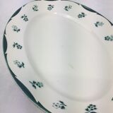 Plat ancien de forme ovale made in france Digoin Sarreguemines ,décor fleurettes vertes