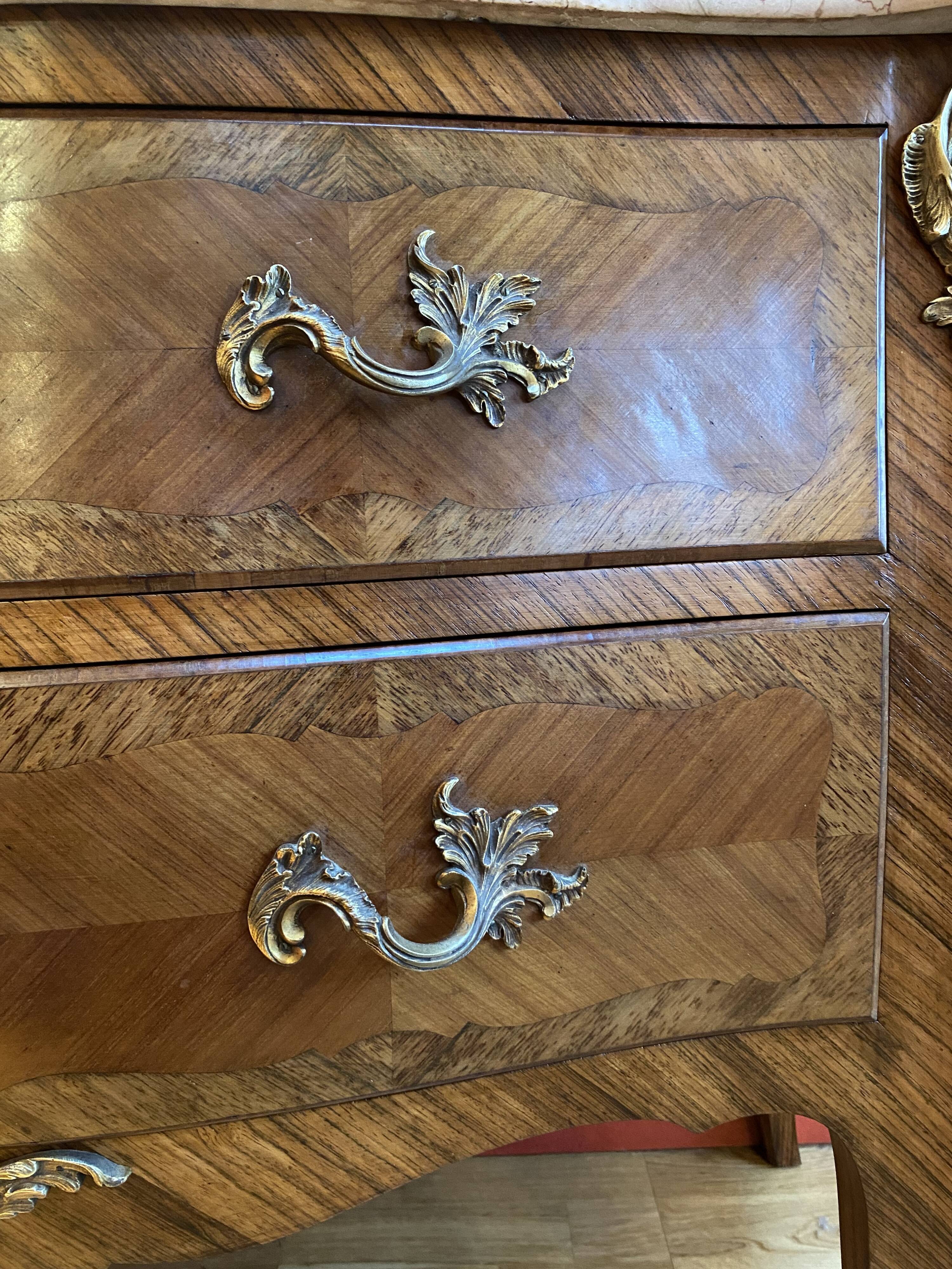 Louis XV style chest of drawers inlaid rosewood