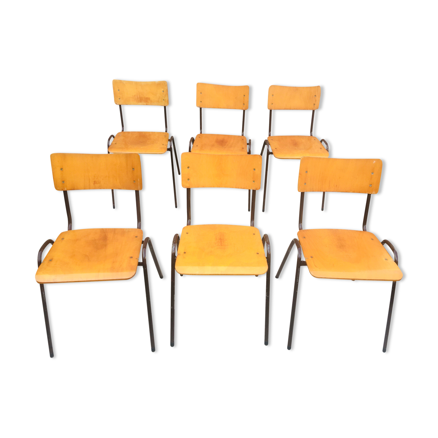 Set of 6 retro chairs in Vervoort wood