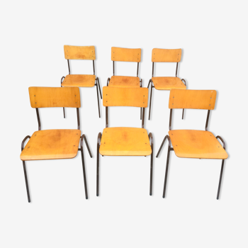 Set of 6 retro chairs in Vervoort wood