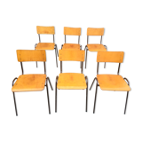 Set of 6 retro chairs in Vervoort wood