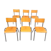 Set of 6 retro chairs in Vervoort wood