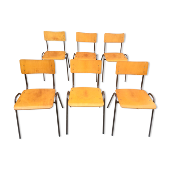 Set of 6 retro chairs in Vervoort wood