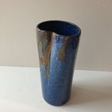 Ceramic vase with blue cover Signed Jean CACHELEUX (Puisaye)
