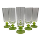6 vintage champagne flutes with textured apple green base vemam italy
