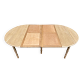 Table à manger ronde volets extensible Louis Philippe décapée en chêne brut