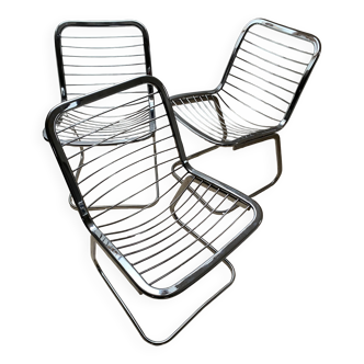 3x Vintage 70's Chrome Chairs