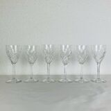 6 large Chantilly model stemmed glasses from Saint Louis, crystal, water or wine