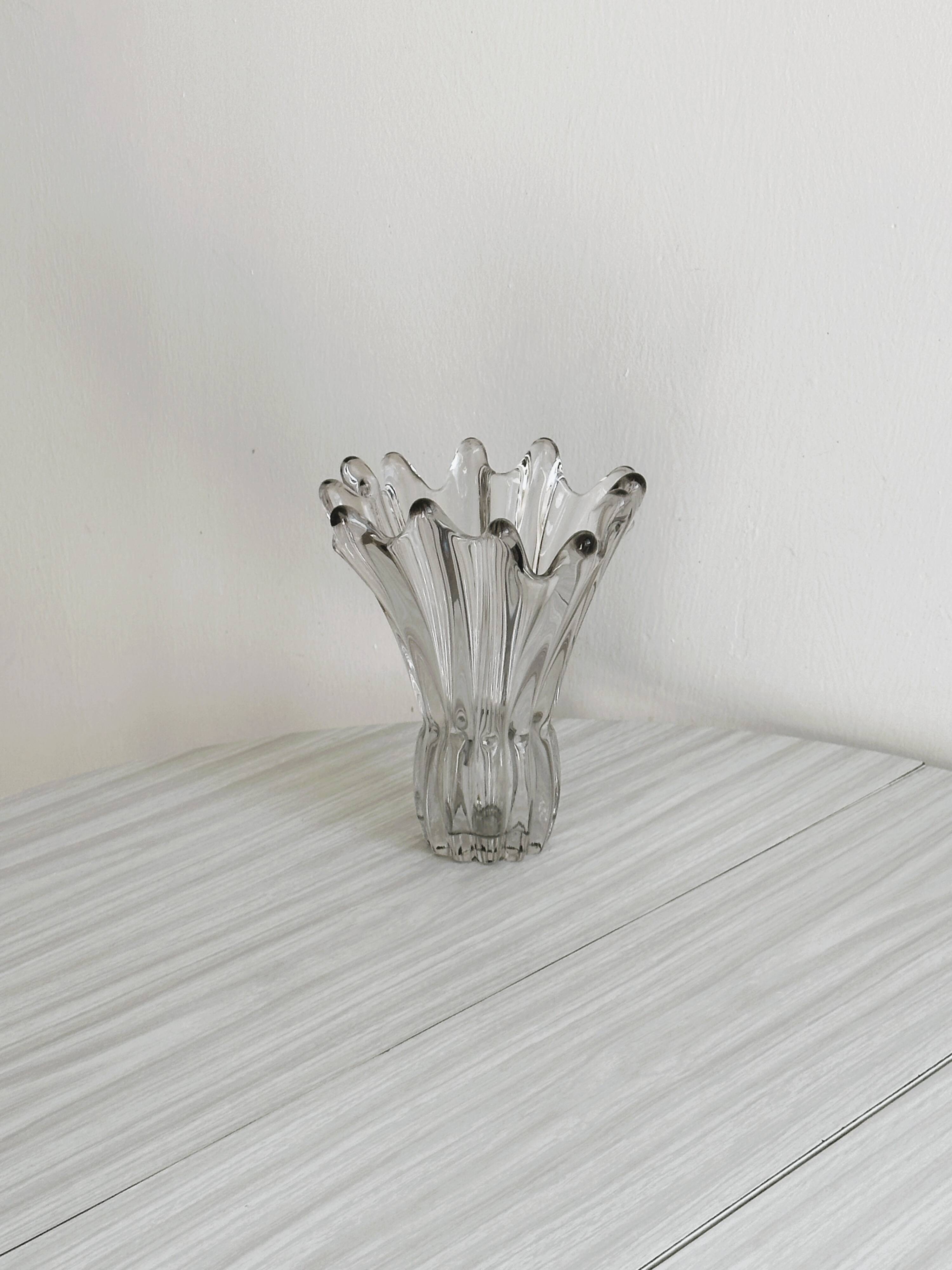 Vintage transparent white glass vase