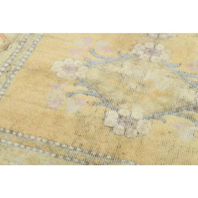 1970s Vintage Turkish Oushak Handmade Wool Cotton Orange Area Rug 198X287