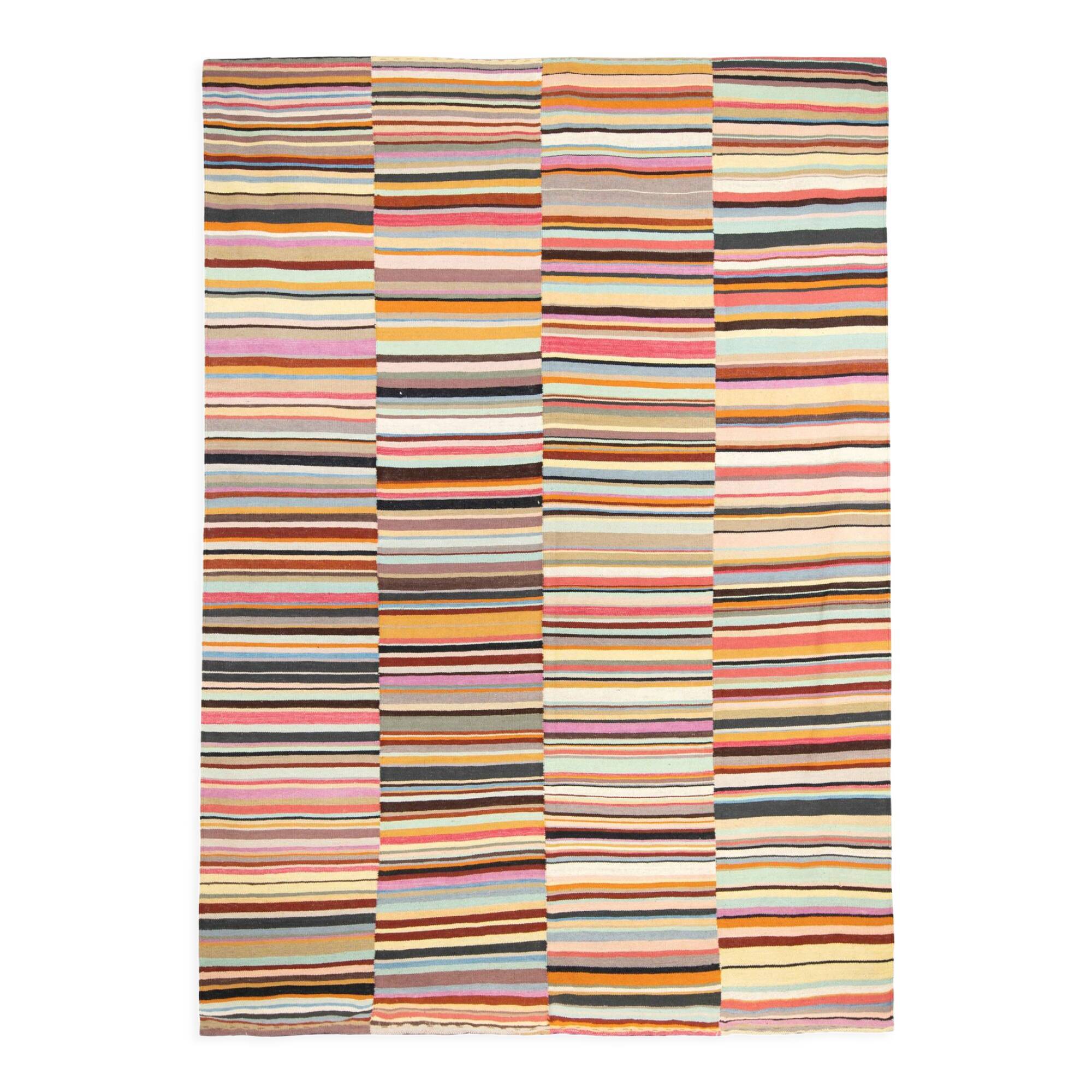Afghan kilim with colored bands 306 x 235 cm