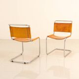 4 "S33" cognac leather chairs by Mart Stam for Fasem 80's