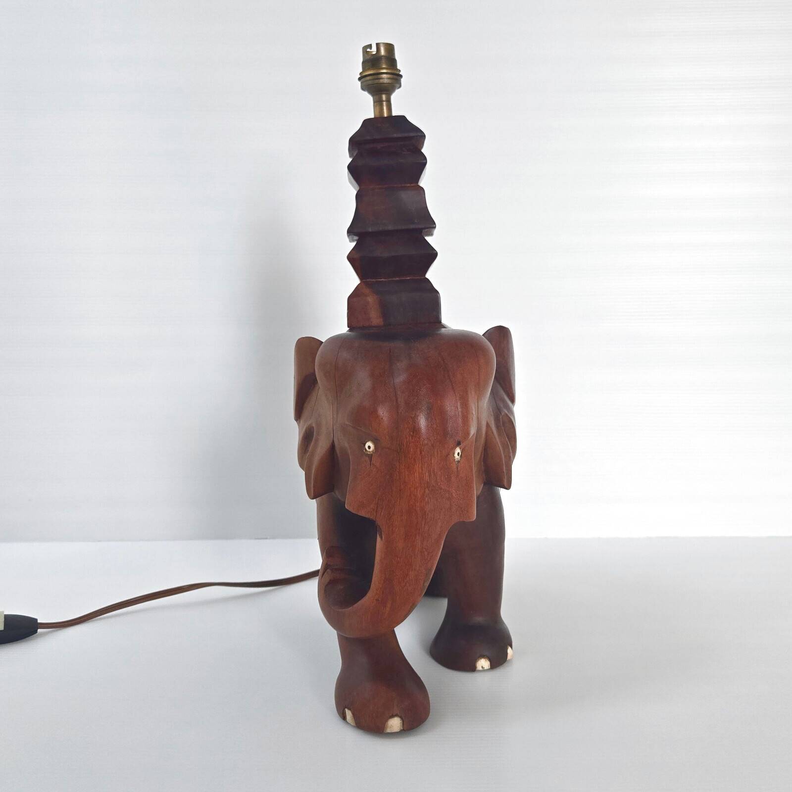 Magnificent vintage art deco elephant lamp 1940s 1950s in solid wood 40s 50s