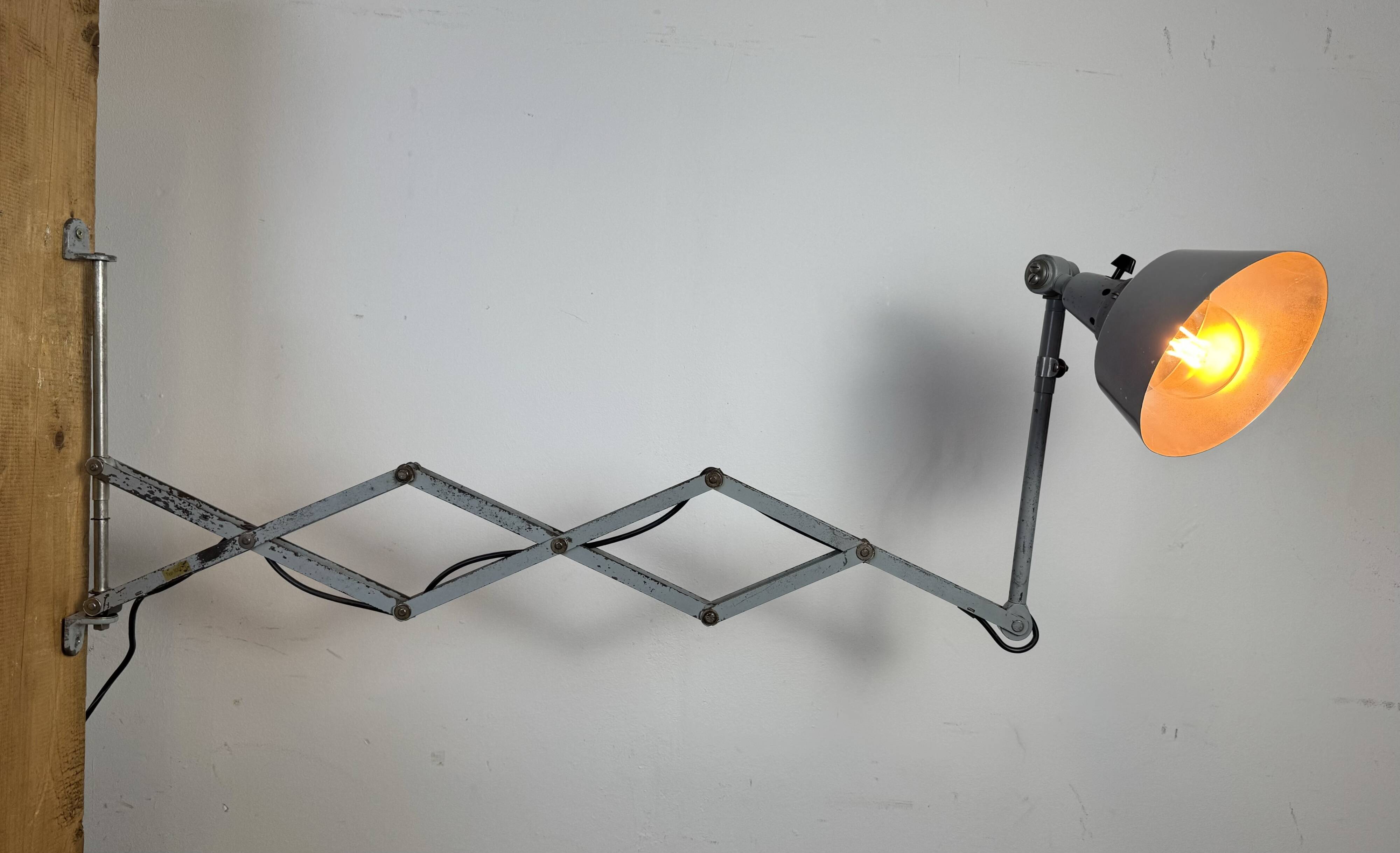 Industrial Scissor Wall Lamp by Curt Fischer for Midgard, 1930s