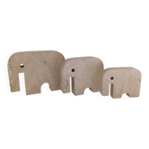 Set of 3 elephant figurines in travertine by Fratelli Mannelli.