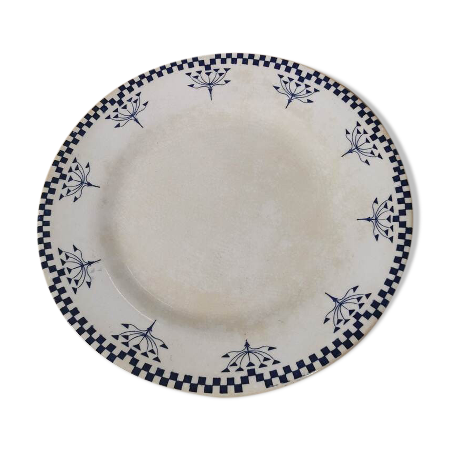 Checkerboard dessert plate - Creil and Montereau