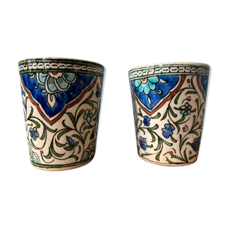 Pair of hand-painted ceramic glasses