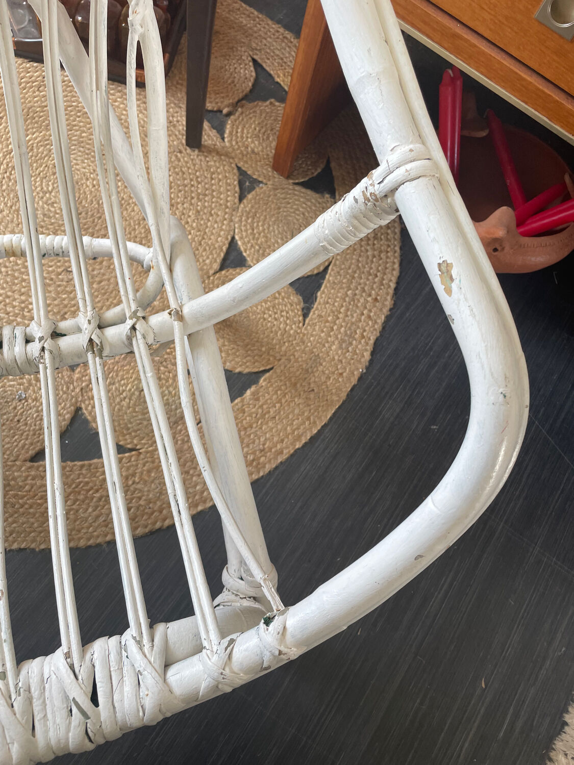 White rattan armchair