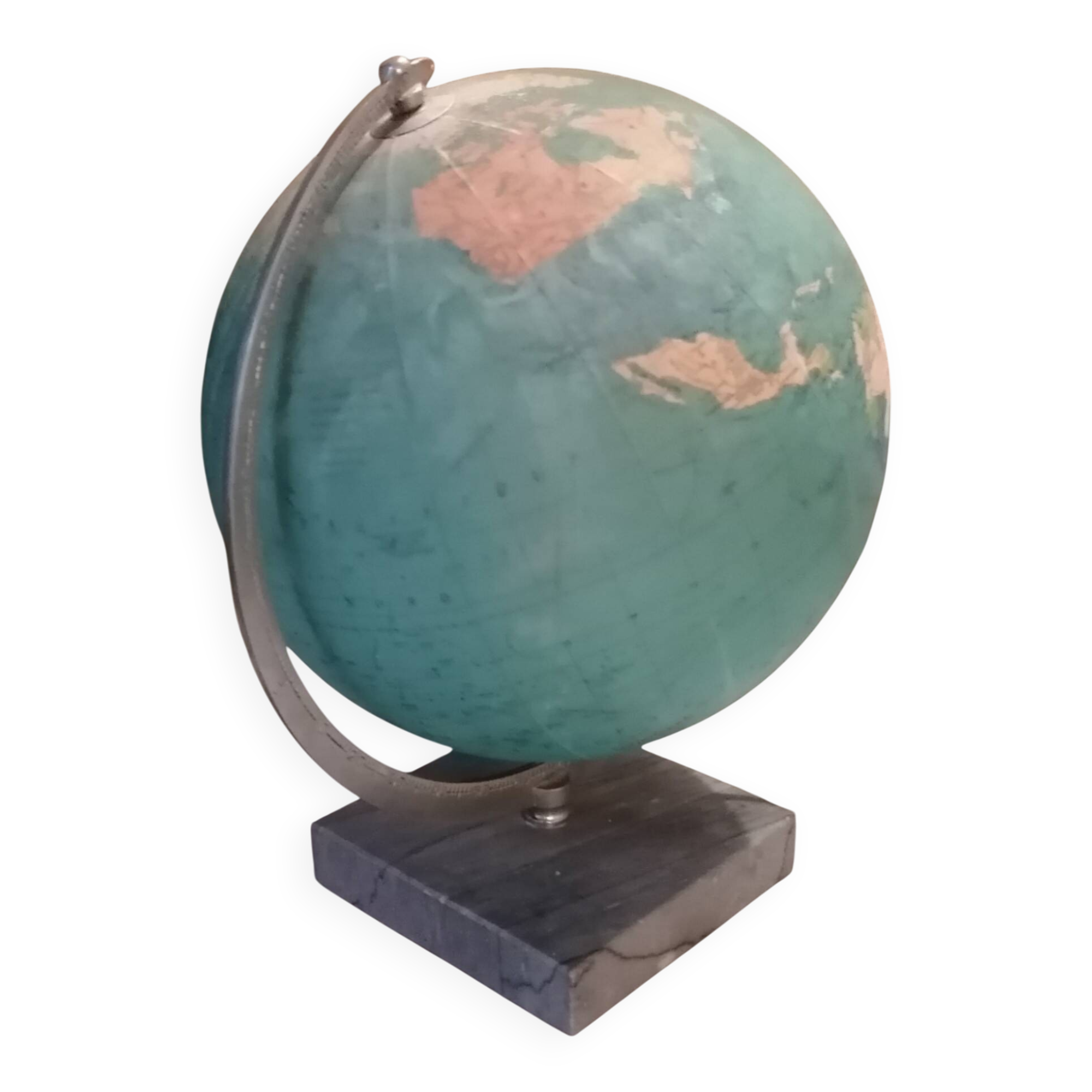Vintage illuminated glass globe world map - 1940s