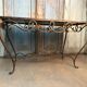 French Art Deco Wrought Iron Dining Table with Black Colored Glass, 1930s