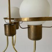 Suspended lamp with 3 glass balls and brass frame, Germany, 1960s