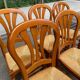 6 country-style chairs in solid cherry wood with rush seats from the 1990s.