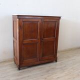 Rare Small Antique Wardrobe In Walnut And Marble Top, Italy 19th Century