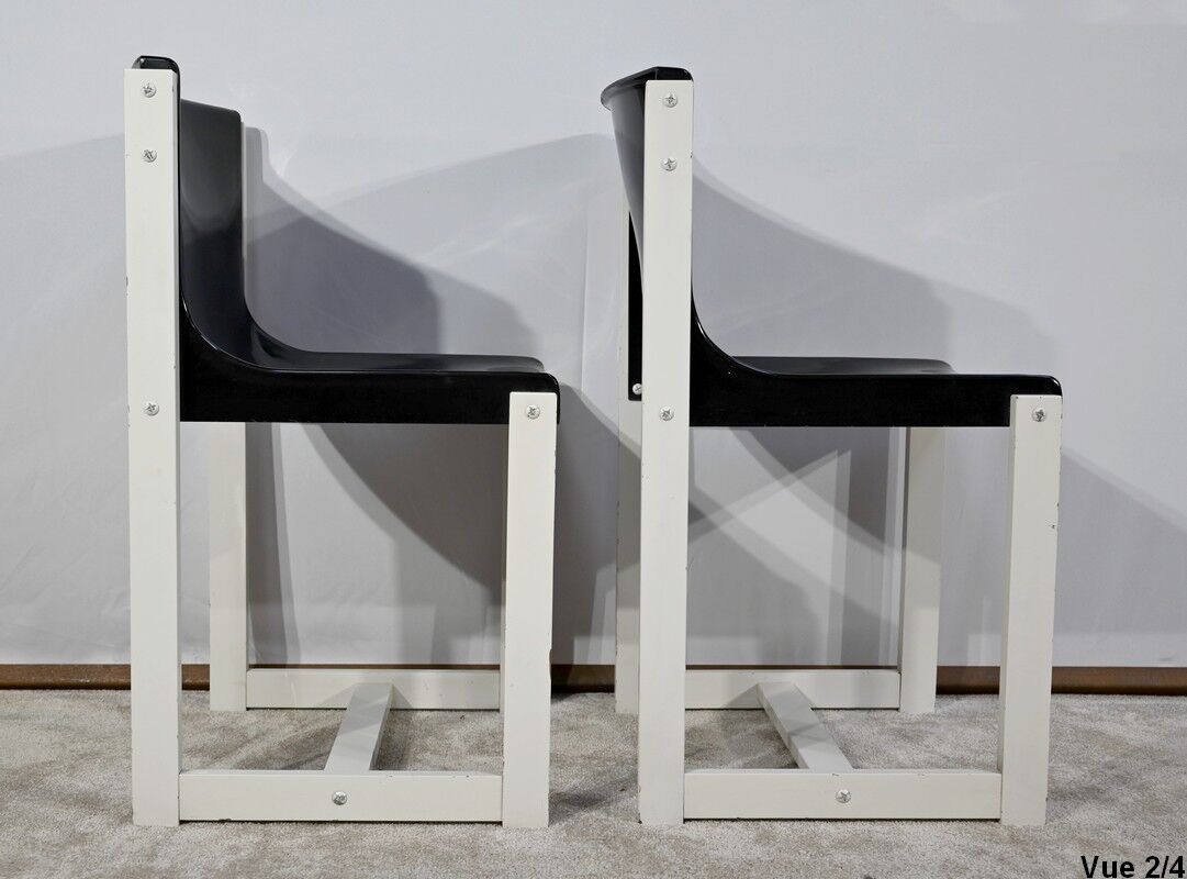 Pair of Lacquered Wooden chairs, signed P.Gautier -1960