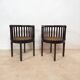 Set of 2 colonial armchairs in wood and cane.