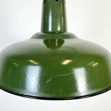 Industrial French Green Enamel Factory Pendant Lamp, 1960s