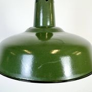 Industrial French Green Enamel Factory Pendant Lamp, 1960s
