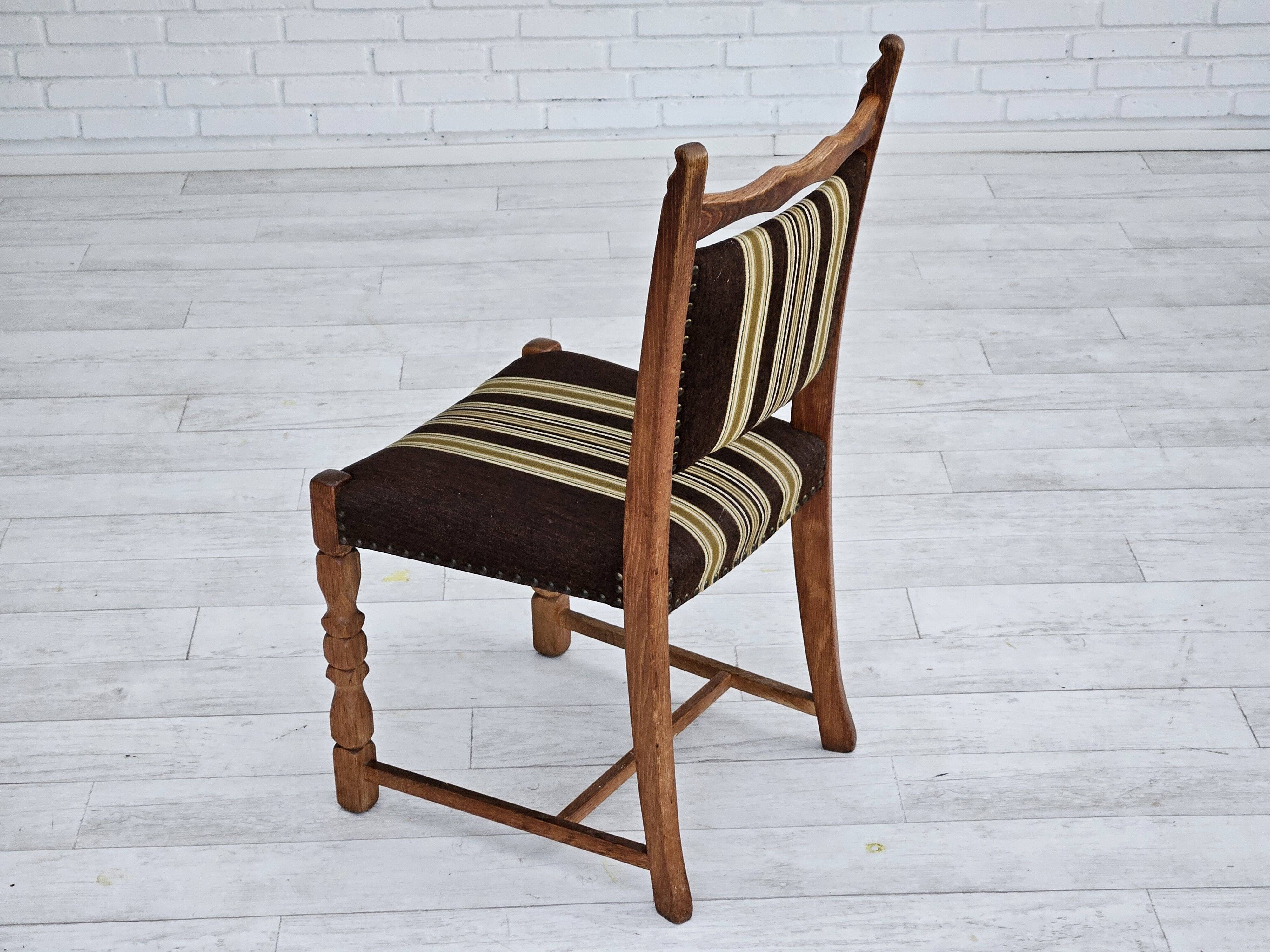 1970s, set 6 pcs of Danish dinning chairs, original good condition, oak wood.