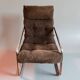 Pixi armchair by Gillis Lundgren for IKEA in chrome and brown velvet, 1974