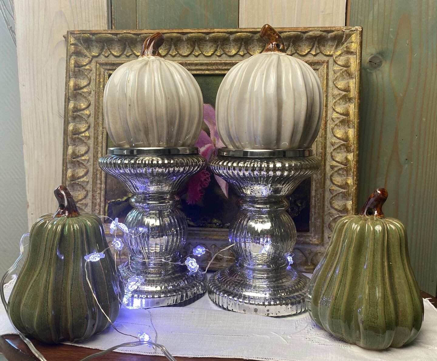 Set of 2 mercurized glass candle holders