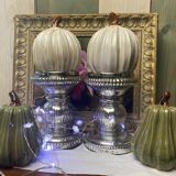 Set of 2 mercurized glass candle holders