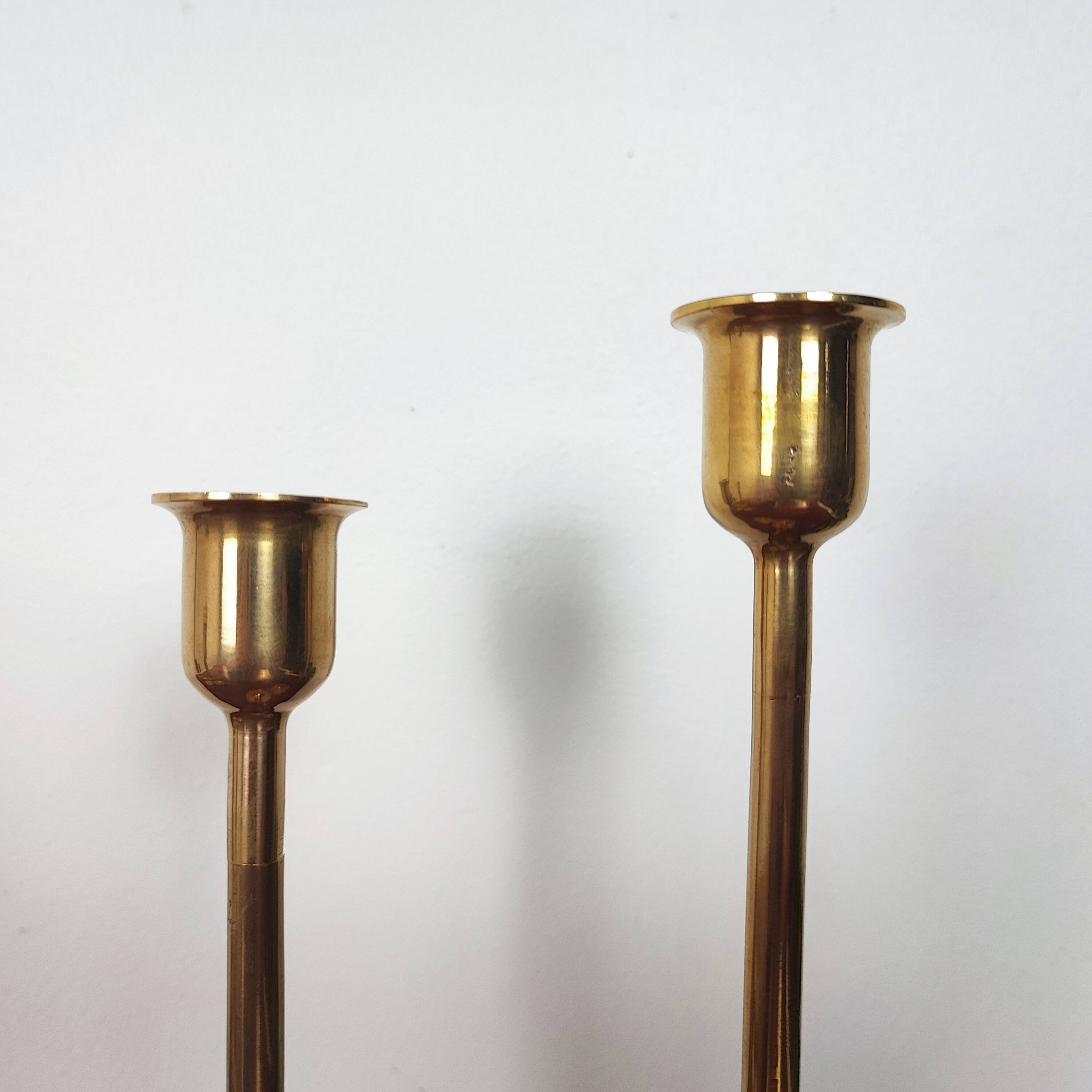 Scandinavian brass candle holders