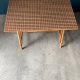 Table basse rotin avec plateau écossais