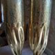 Pair of vases with floral decoration Art Nouveau in brass