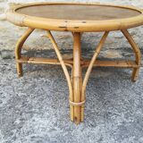 Rattan and bamboo coffee table