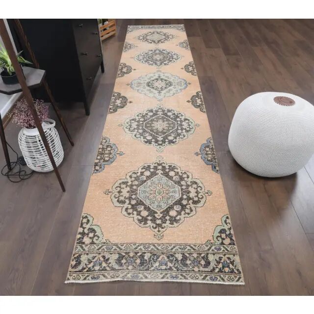 Vintage Turkish Oushak Handmade Wool Runner 82x285