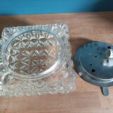 Ceiling lamp pyramidal glass molded metal base
