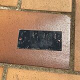 Plate old enamelled sheet metal plug white and red small format