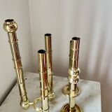 Very Rare Modular Scandinavian Brass Candlestick, 33-Piece Mid-Century Plug