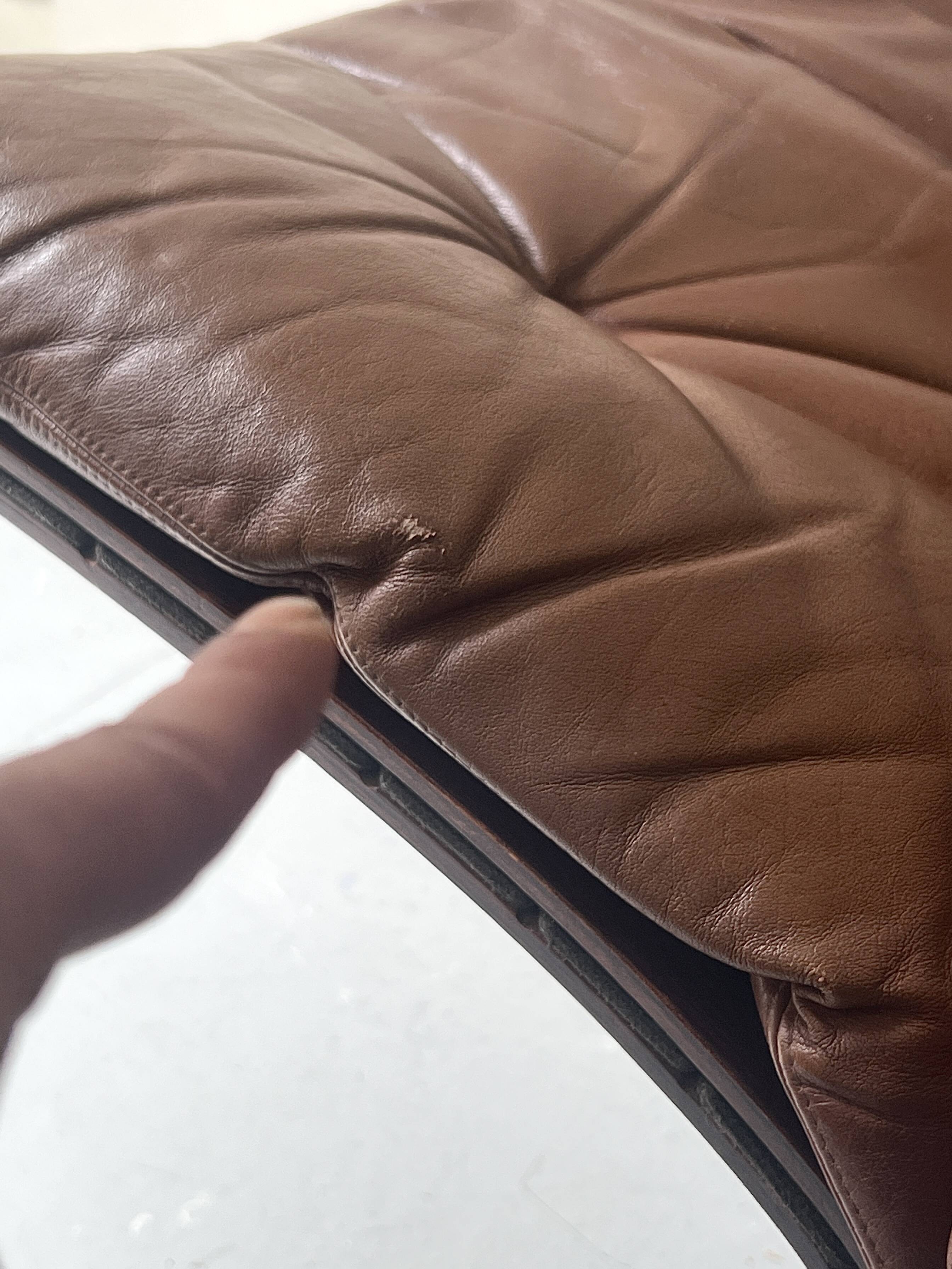 Fauteuil scandinave en cuir cognac "Siesta" par Ingmar Relling pour Westnofa 1960